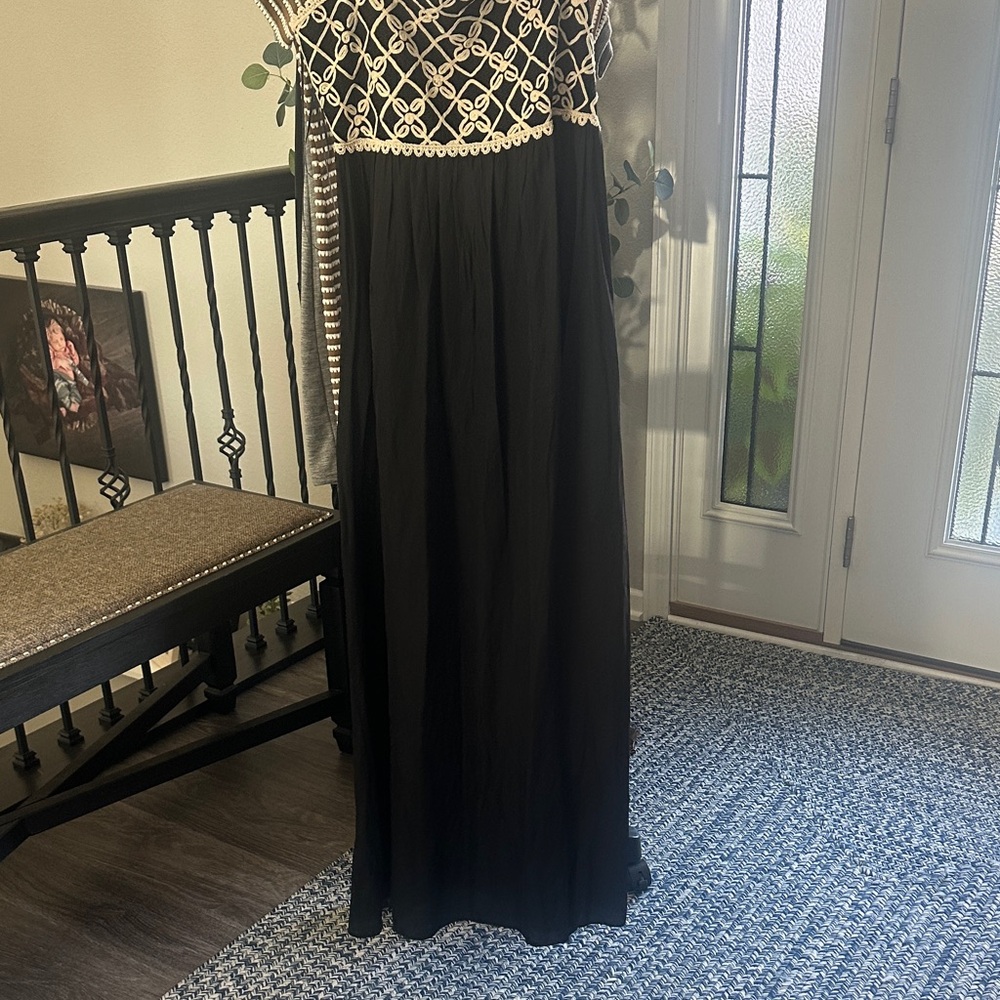 Skies Are Blue Black Smocked Design